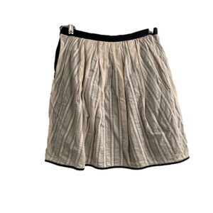 J Crew Cotton Skirt With Off-White Striped Pattern And Black Slip
